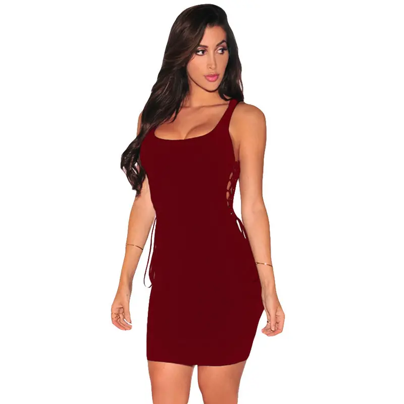 Lace Up Sides Blackroyal Bluewine Redgreen Mini Dress Sexy Club Wear Bodycon Dress Spaghetti Strap Bandage Dress 8