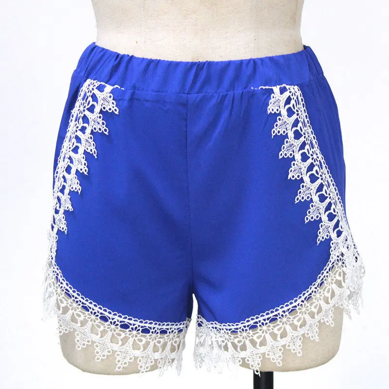 Lace Women Shorts Blue Shorts Size Sxl Lace Decorated Lady Short Pants Trousers 2