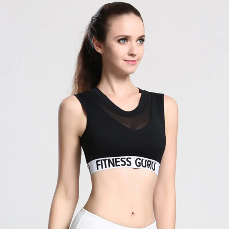 Ladies Bra Fast Drying Absorb Sweat Shockproof Bra Padded Stretch Top Vest Style 3