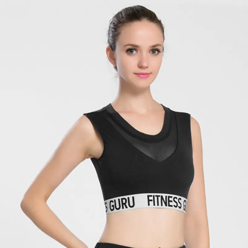 Ladies Bra Fast Drying Absorb Sweat Shockproof Bra Padded Stretch Top Vest Style 4