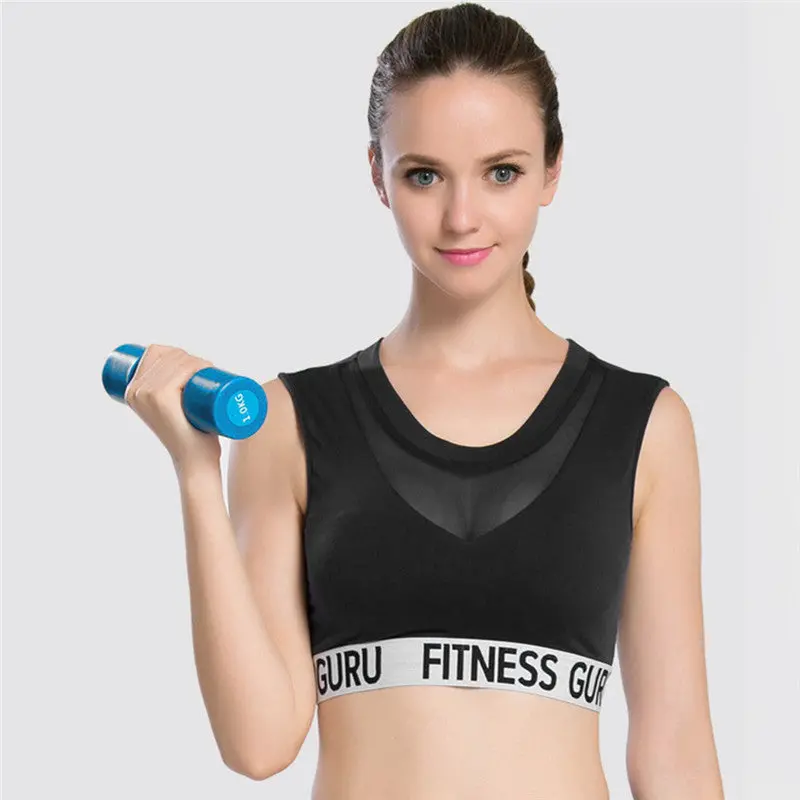 Ladies Bra Fast Drying Absorb Sweat Shockproof Bra Padded Stretch Top Vest Style 5