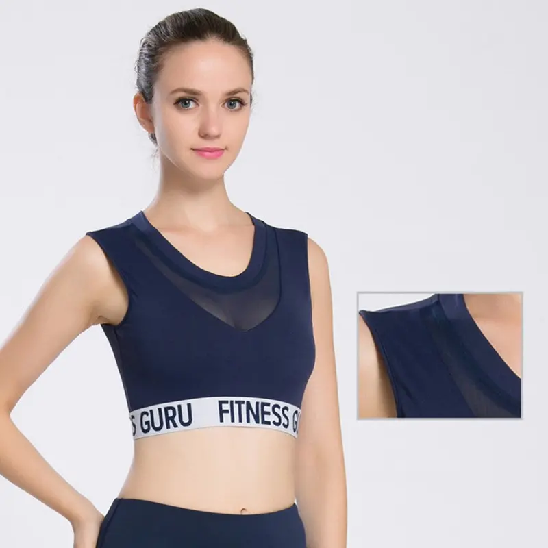 Ladies Bra Fast Drying Absorb Sweat Shockproof Bra Padded Stretch Top Vest Style 7