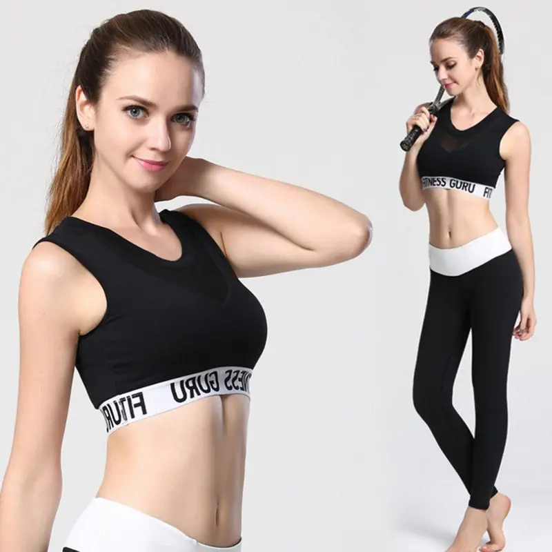Ladies Bra Fast Drying Absorb Sweat Shockproof Bra Padded Stretch Top Vest Style 8