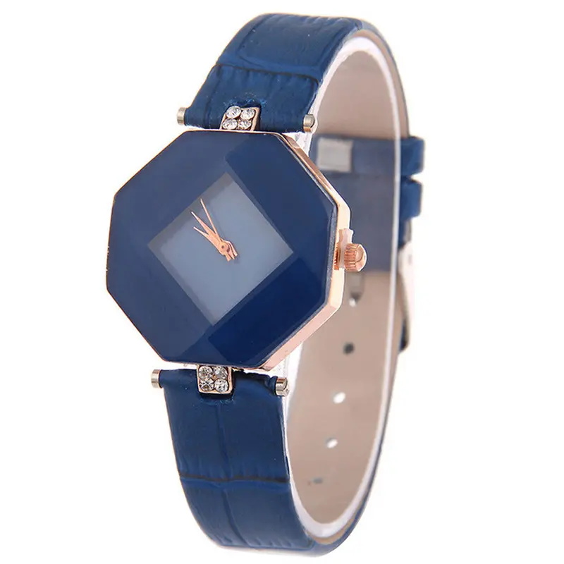 Ladies Dress Watches Women Crystal Rhinestone Pu Leather Band Clock Relogio Feminino Quartz Watch 2