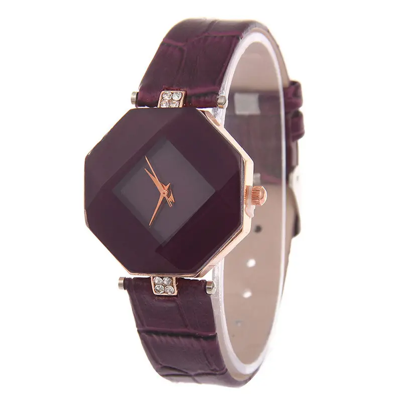 Ladies Dress Watches Women Crystal Rhinestone Pu Leather Band Clock Relogio Feminino Quartz Watch 3