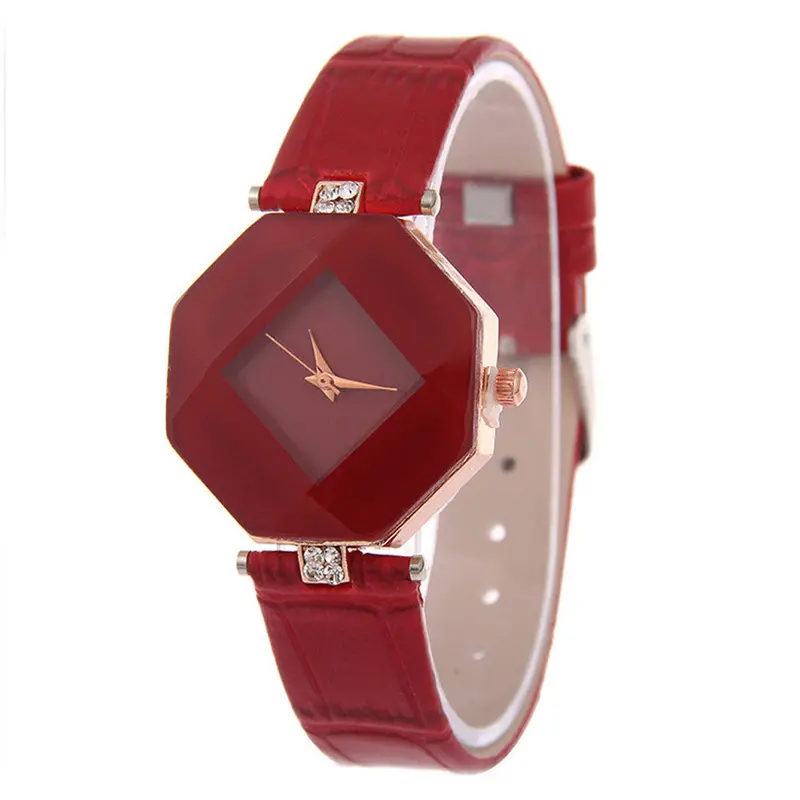 Ladies Dress Watches Women Crystal Rhinestone Pu Leather Band Clock Relogio Feminino Quartz Watch 4
