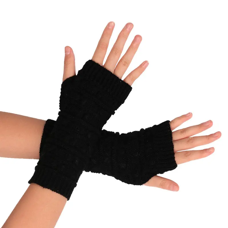 Ladies Fingerless Gloves Mittens Knitted Arm Glove Soft Warm Mitten Guantes Mujer 2
