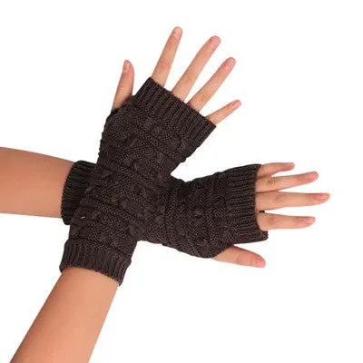 Ladies Fingerless Gloves Mittens Knitted Arm Glove Soft Warm Mitten Guantes Mujer 3