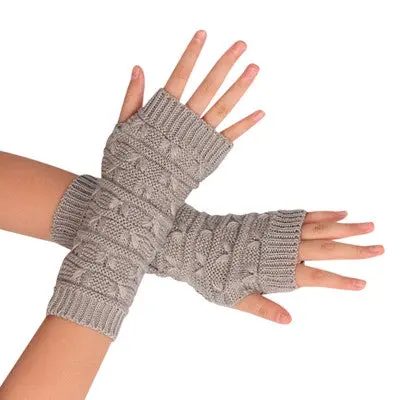 Ladies Fingerless Gloves Mittens Knitted Arm Glove Soft Warm Mitten Guantes Mujer 5