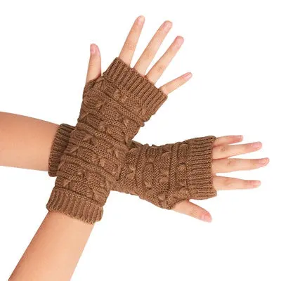 Ladies Fingerless Gloves Mittens Knitted Arm Glove Soft Warm Mitten Guantes Mujer 6