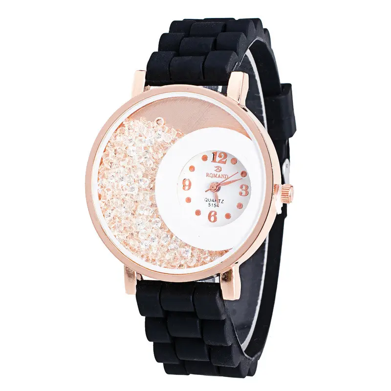 Ladies Girl Silicone Watch Candy Color Orologi Donna Rhinestone Quartz Bracelet Watch Relojes Mujer Feida 1