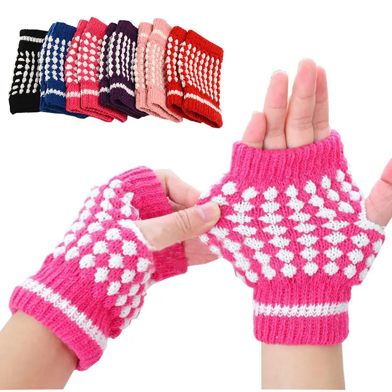 Ladies Hand Wrist Warmer Fingerless Gloves Cute Girls Knitting Warm Mittens Pineapple Pattern 1