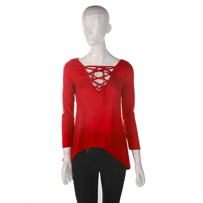 Ladies Hooded V-Neck Long Sleeve Casual Tops T-Shirt Irrigulars 6
