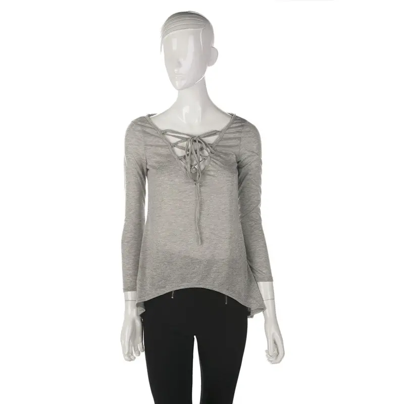 Ladies Hooded V-Neck Long Sleeve Casual Tops T-Shirt Irrigulars 7