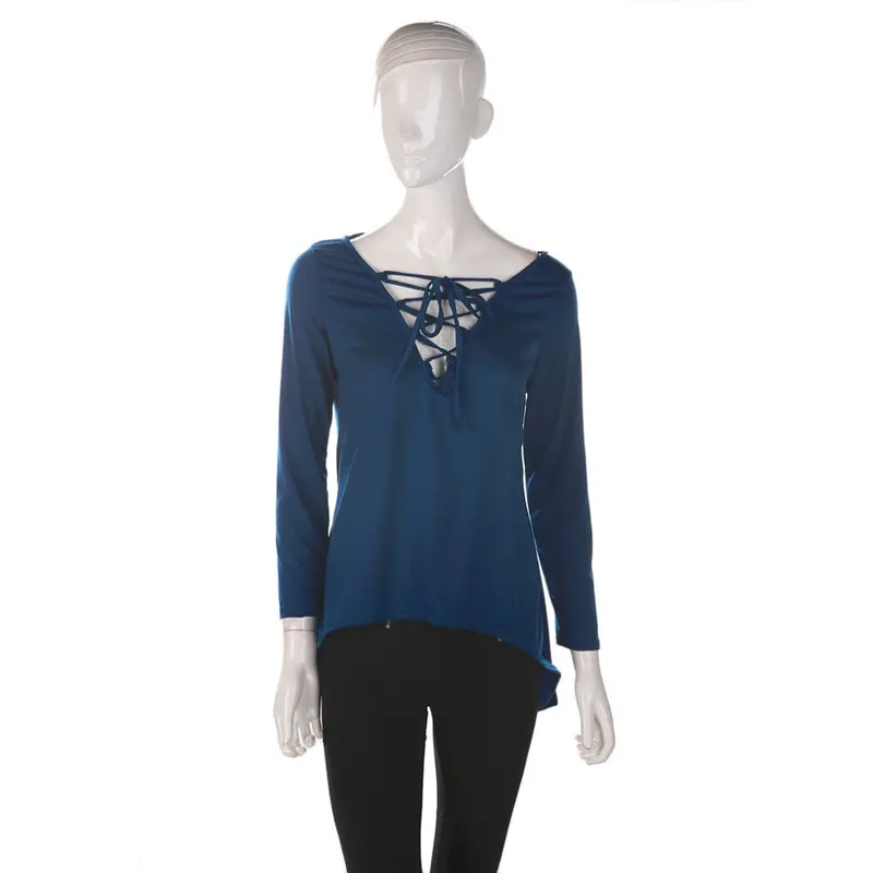 Ladies Hooded V-Neck Long Sleeve Casual Tops T-Shirt Irrigulars 8