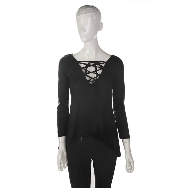 Ladies Hooded V-Neck Long Sleeve Casual Tops T-Shirt Irrigulars 9