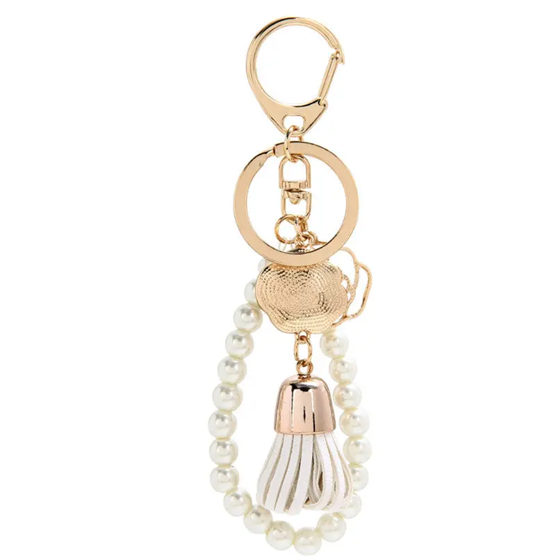 Ladies Key Chain S Tassel Pearl Keychain Bag Handbag Key Ring Car Key Pendant Gifts For Women Girl Feida 5