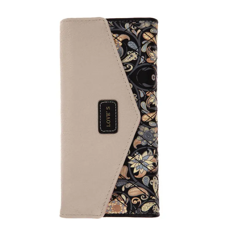 Ladies Long Flower Portfolio Female Envelope Wallet Purse Slots Holder Snap Button Hasp Long Purses Po Slot 1