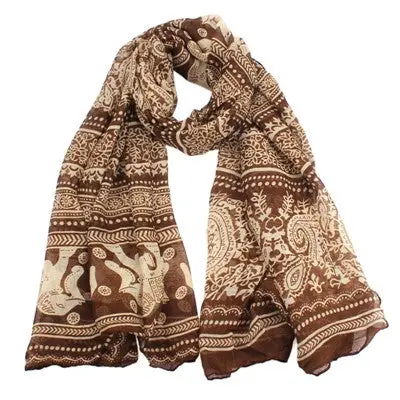 Ladies Neck Stole Elephant Print Long Scarf Shawl Wrap Pashmina Scarves & Shawls 1