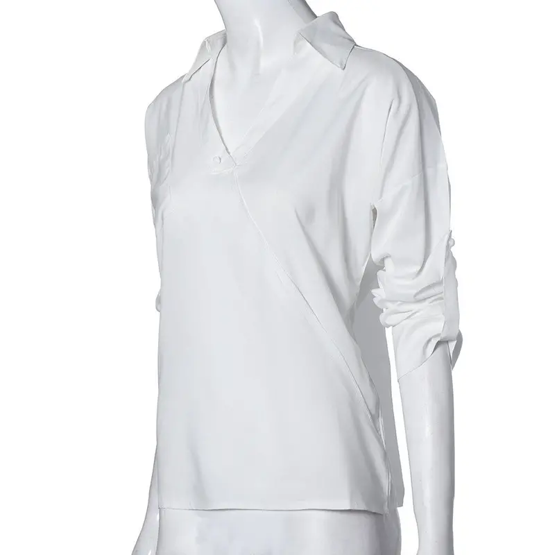 Ladies Office Shirts Casual White V-Neck Chiffon Shirt Women Oversize Loose Tops Blouse Plus Size 4Xl Feida 3
