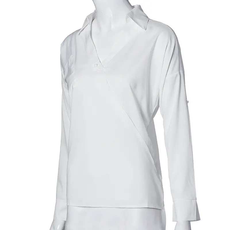 Ladies Office Shirts Casual White V-Neck Chiffon Shirt Women Oversize Loose Tops Blouse Plus Size 4Xl Feida 4