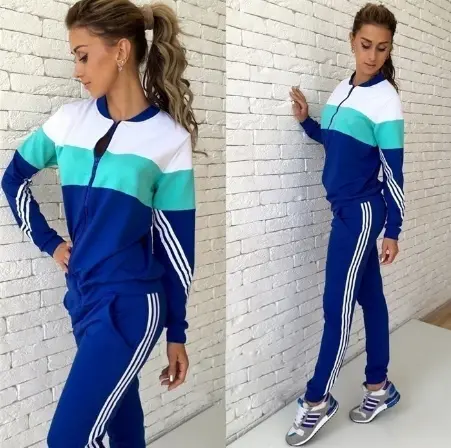Ladies Tracksuits Sets Slim Patchwork Long Sleeved Zipper Sportsuit 2 Pieces Sets Hoodies Sweatshirt Gv434 1