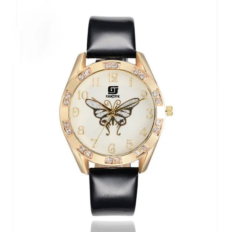 Ladies Watch Montre Guote Ms Butterfly Leather Band Watches Sport Analog Quartz Date Wrist Watch Feida 1