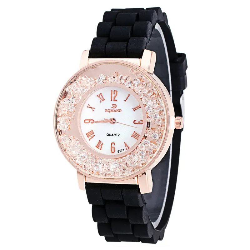 Ladies Watch Silicone Rhinestone Rhinestone Quartz Bracelet Watch Watch Fast Shipping Feida 1