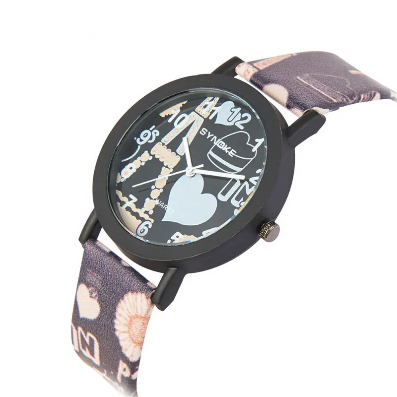 Ladies Watches Famous Synoke Dress Watch Leather Band Stainless Steel Luxury Watch Women Quartz-Watch Relogios 1