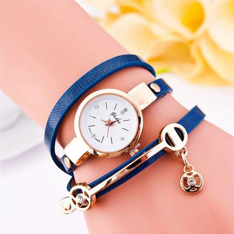 Ladies Watches Leather Rhinestone Analog Quartz Bracelet Wrist Watches Relogio Feminino Clock Women Feida 2