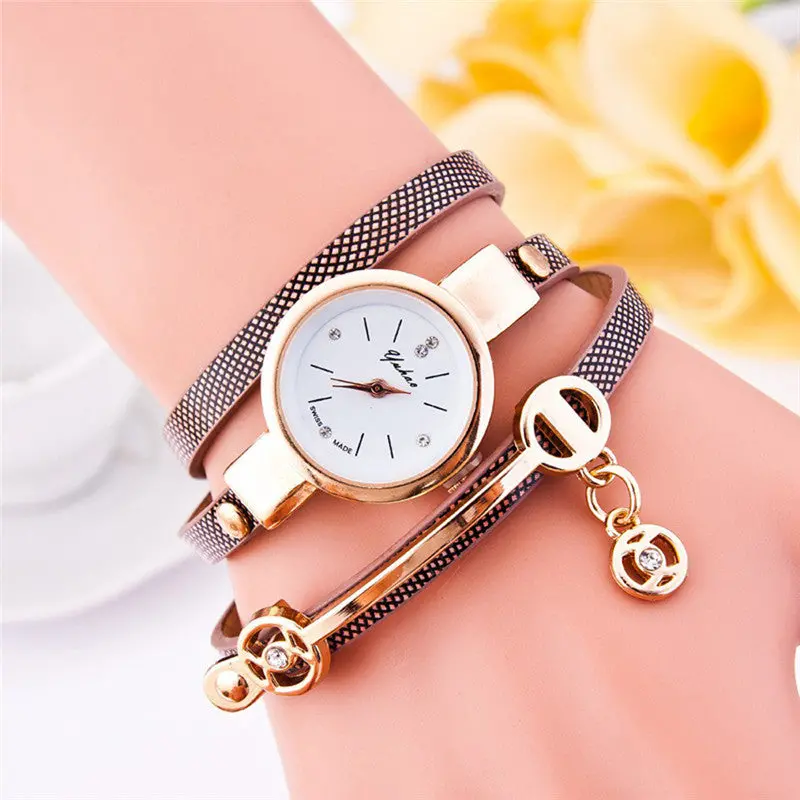 Ladies Watches Leather Rhinestone Analog Quartz Bracelet Wrist Watches Relogio Feminino Clock Women Feida 3