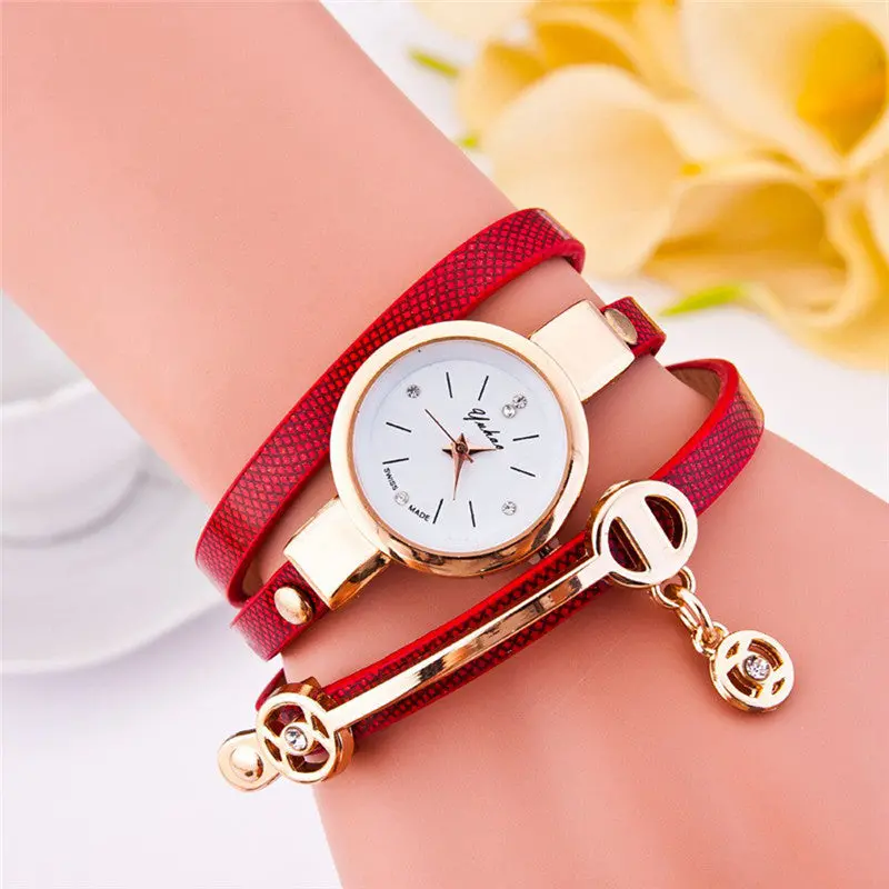 Ladies Watches Leather Rhinestone Analog Quartz Bracelet Wrist Watches Relogio Feminino Clock Women Feida 5