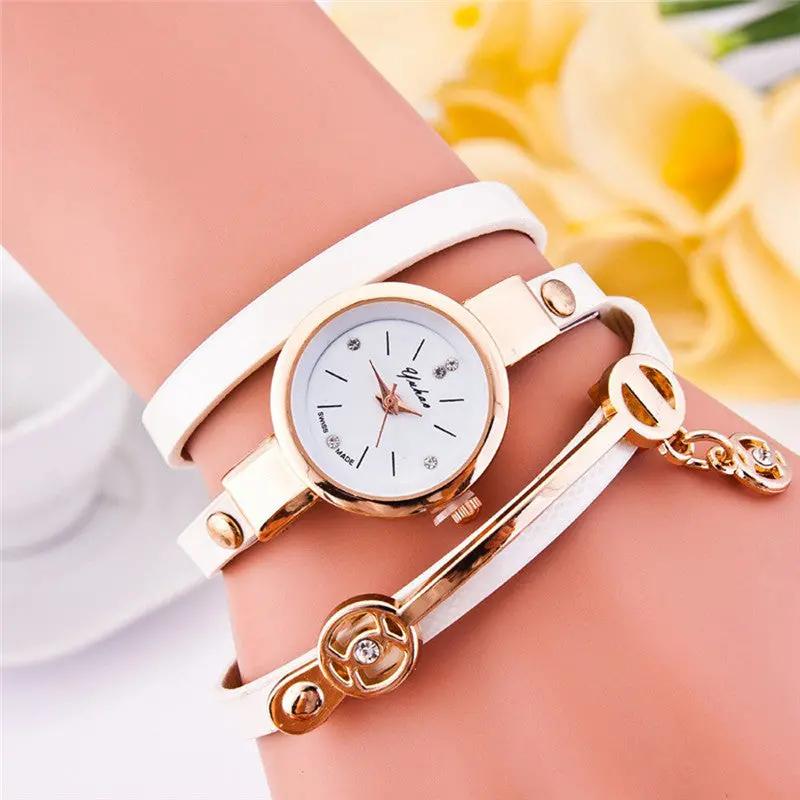 Ladies Watches Leather Rhinestone Analog Quartz Bracelet Wrist Watches Relogio Feminino Clock Women Feida 7