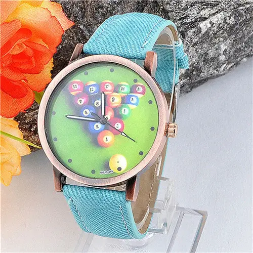 Ladies Watches Women Leather Watchband Billiard Ball Dial Analog Quartz Wrist Watch Wristwatch Montre 1