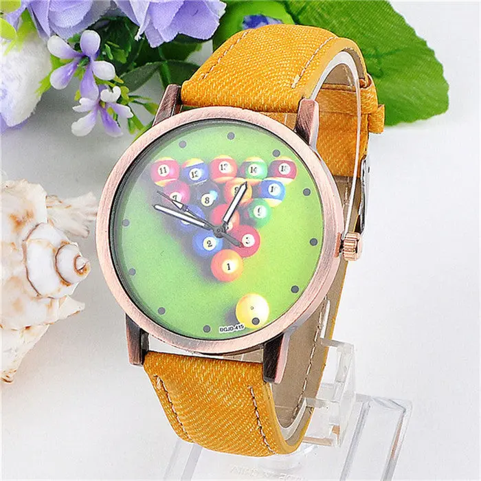 Ladies Watches Women Leather Watchband Billiard Ball Dial Analog Quartz Wrist Watch Wristwatch Montre 2