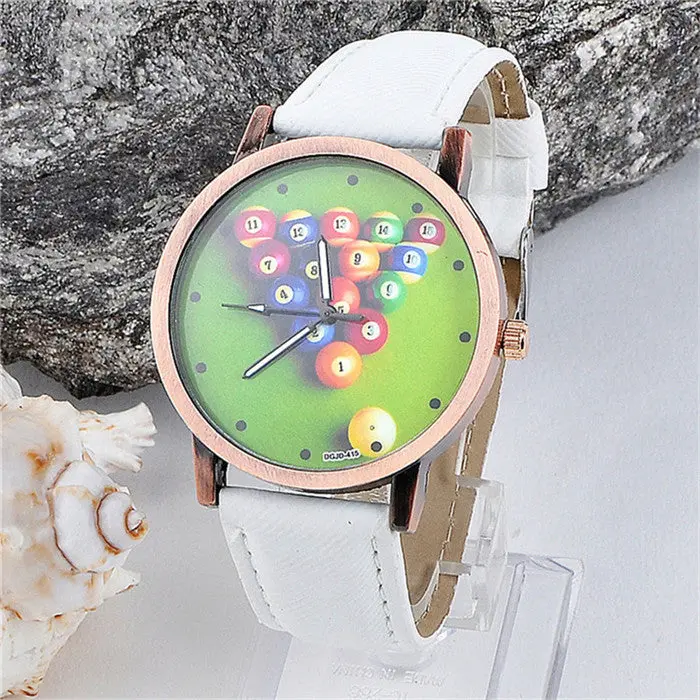 Ladies Watches Women Leather Watchband Billiard Ball Dial Analog Quartz Wrist Watch Wristwatch Montre 4