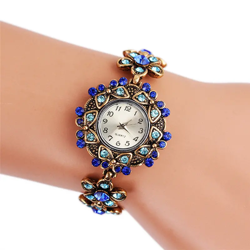 Ladies Watches Women's Retro Diamond Metal Bracelet Wrist Watch Relogio Feminino Feida 1