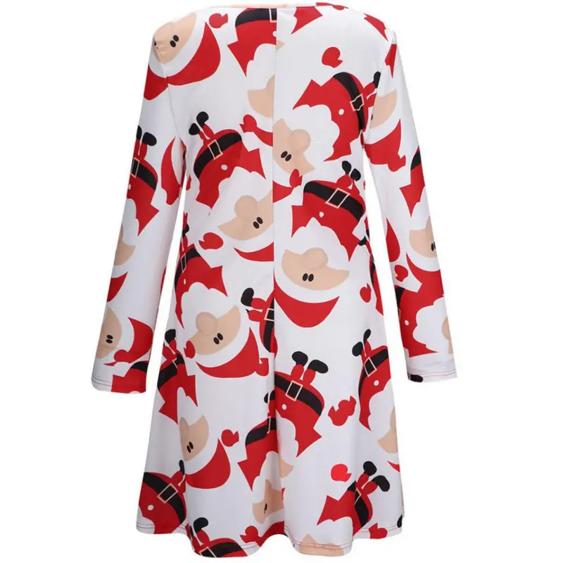 Ladies Women Long Sleeve Olaf Santa Printing Party Swing Dress Fast Shipping 3