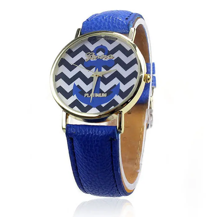 Ladies Women Quartz Boat Infinity Anchor Leather Wrist Watch Black 3