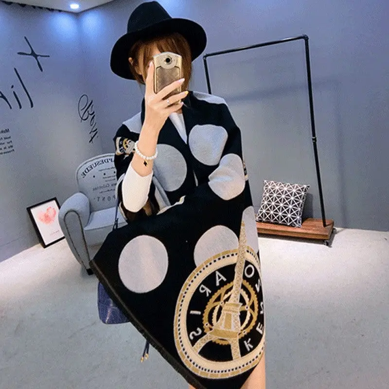 Lady 185*68Cm Goddess Dots Style Thinall Match Soft Scarf Shawl Pashmina 2