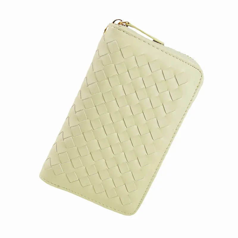 Lady 9 Colors Women Woven Zipper Lether Purse Clutch Organizer Wallet Bag Card Holder Hbags 6