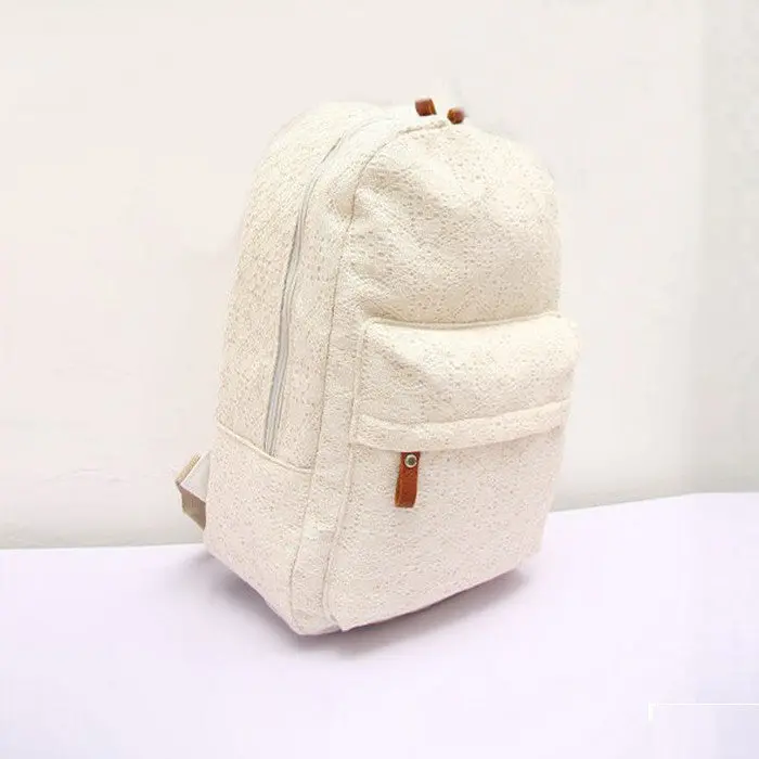 Lady Backpacks Cute Girls Lace Canvas Backpack Bag Schoolbag Bookbag White Black Elegant 1