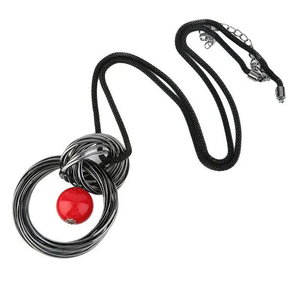 Lady Circles Simulated Pearl Ball Pendant Long Necklacejewelry 1