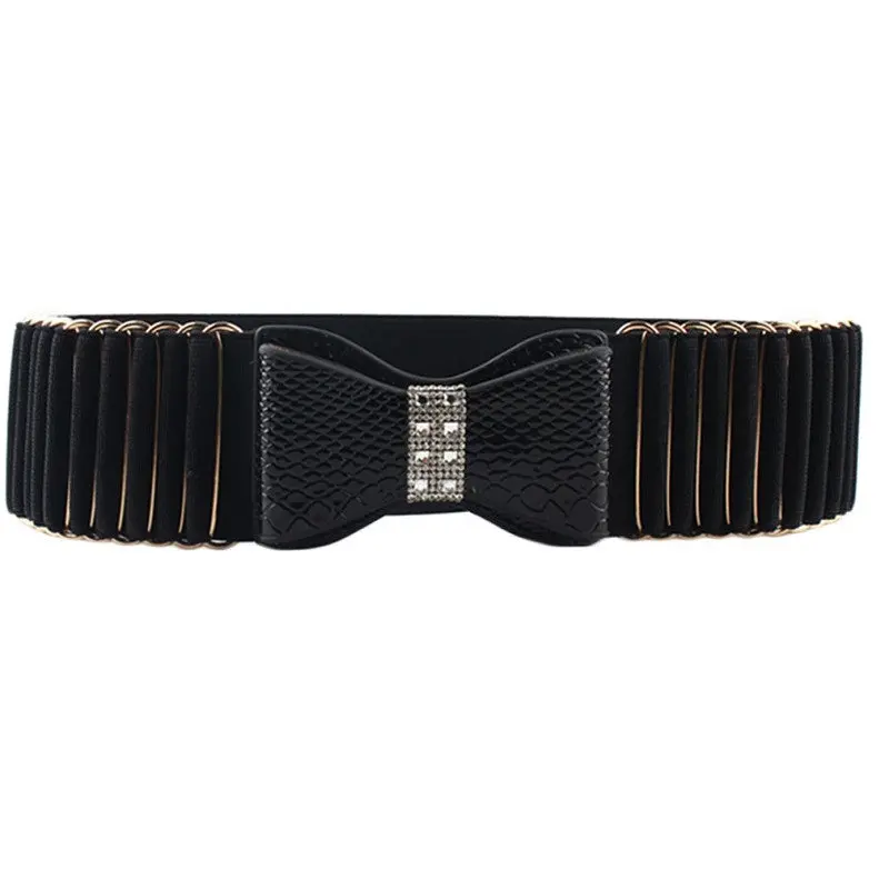 Lady Elastic Stretch Solid Wide Party Waistband Belts With Blackredwhite Color 2