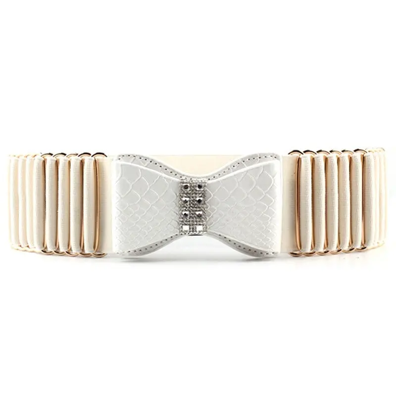 Lady Elastic Stretch Solid Wide Party Waistband Belts With Blackredwhite Color 3
