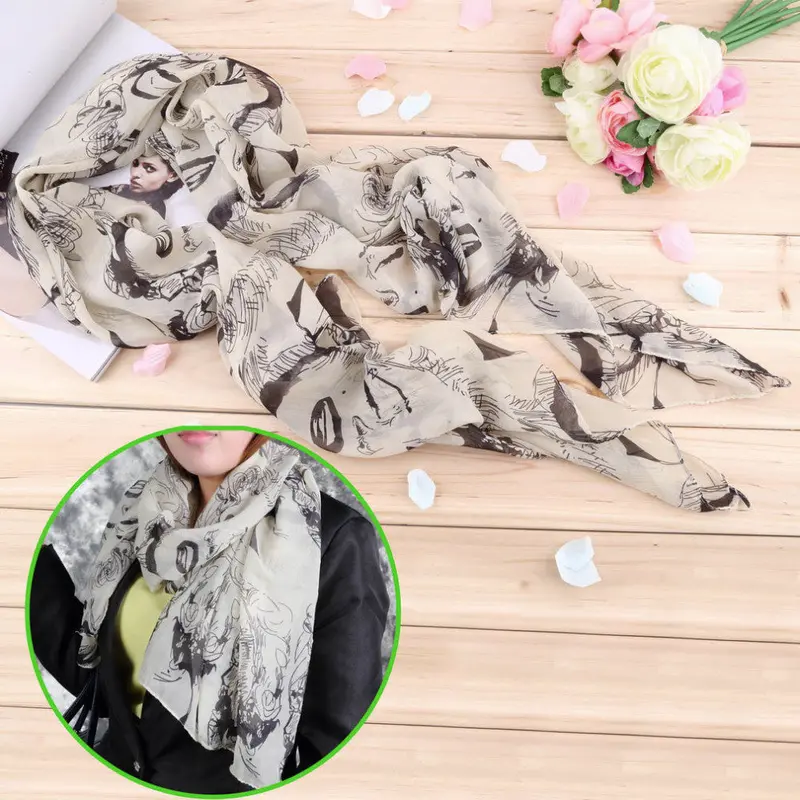 Lady Girl Marilyn Monroe Graffiti Chiffon Shawl Scarf 1