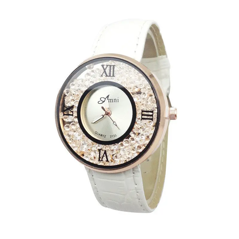 Lady Gold Watches Women Quartz Relojes Mujer Relogio Feminino Quicksand Pattern Clock Leather Quartz Wrist Watches 6