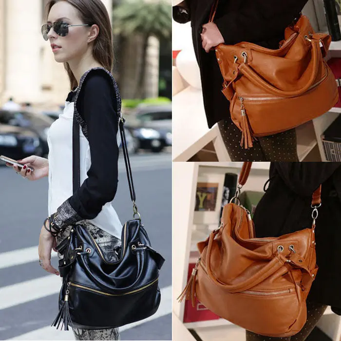 Lady Handbag Shoulder Bag Tote Purse Pu Leather Women Messenger Black Brown Freeship 2