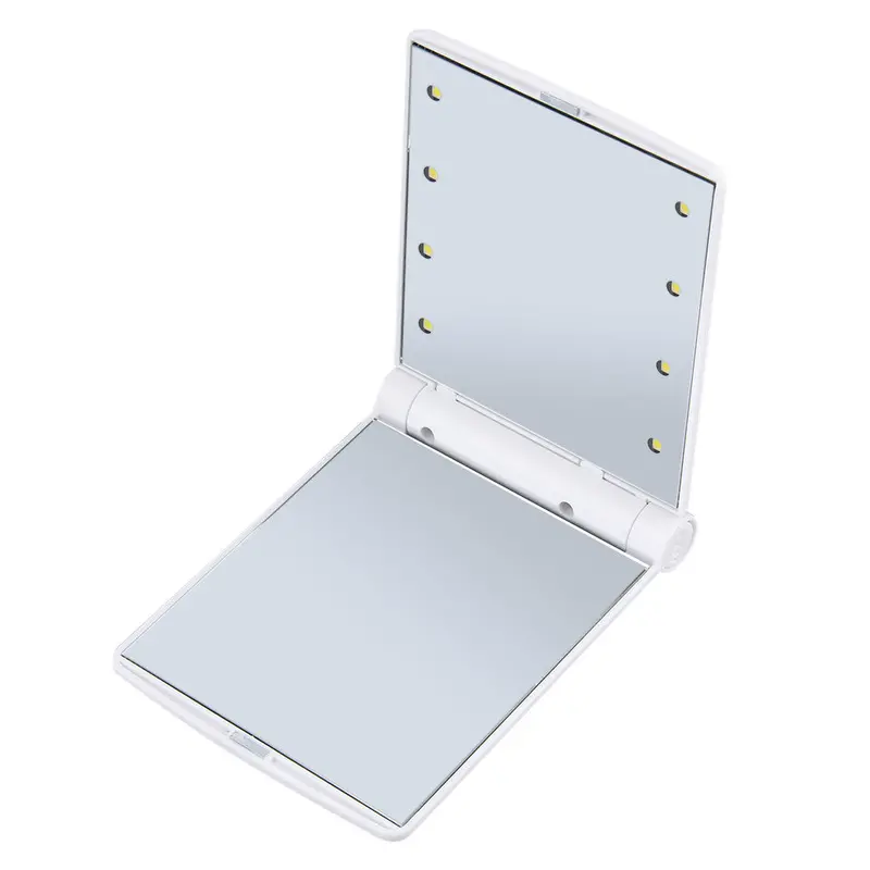 Lady Makeup Cosmetic Folding Portable Compact Pocket Mirror 8 Led Lights Lamps 4