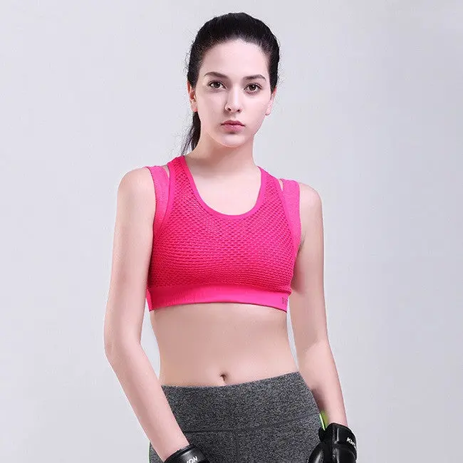 Lady Sexy Double Layer Shockproof Sport Youga Breathable Bra Push Up Padded Quick Dry Running Bra Tops 1